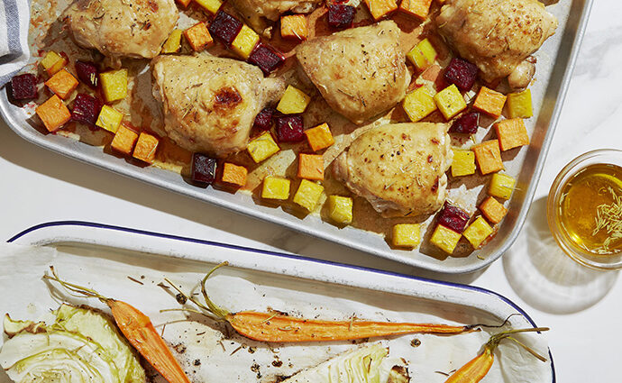 crispy chicken with fall root vegetables recipe thorold